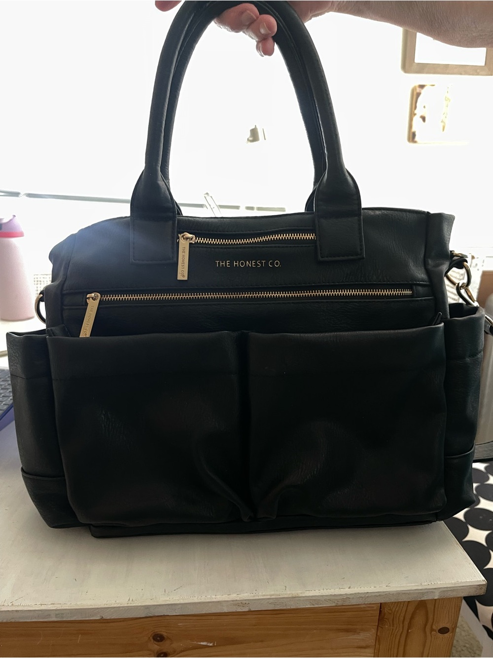The Honest Company Tote / Diaper Bag with Gold Zippers